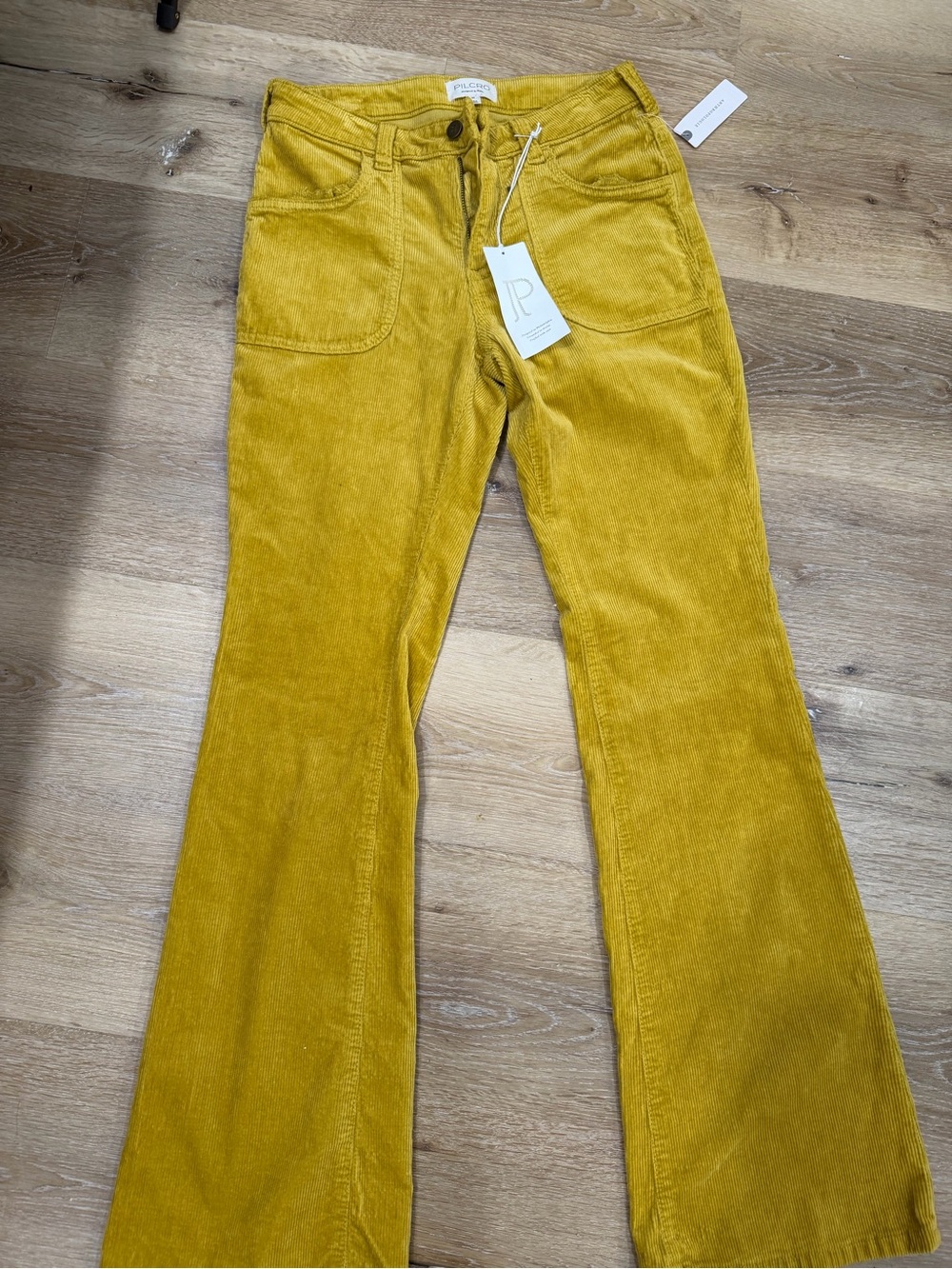 Pilcro Mustard Corduroy Flare Pants